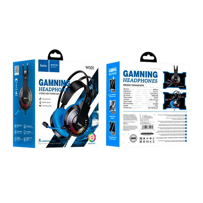Наушники полноразмерные HOCO W105 с микр. игровые синий (1/30)