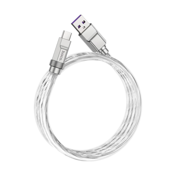 Кабель HOCO U113 USB (m)-Lightning (m) 1.0м 2.4A силикон серебряный (1/22/220)