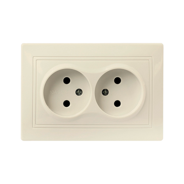 Розетка Smartbuy 2-местная без заземления 10А бежевая "Венера"