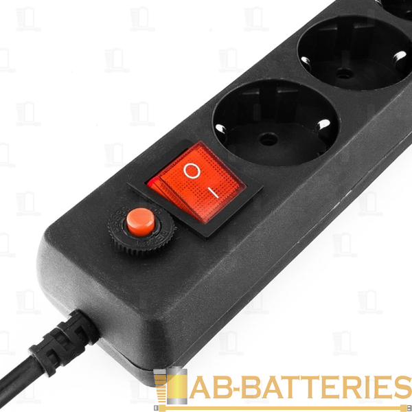 Сетевой фильтр Гарнизон ЕНB-15 6р.С/З 10A с выкл. 90 Дж 5.0м ПВС 3x0.75мм² черный (1/30)