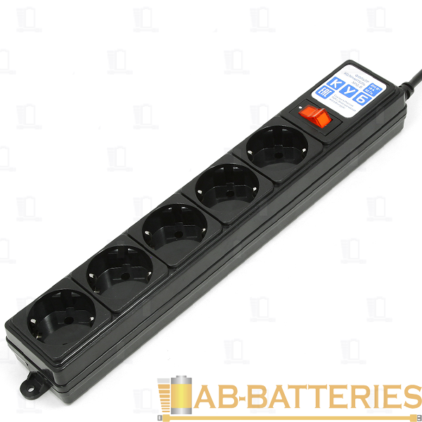 *Сетевой фильтр Power Cube 5р.С/З 10A с выкл. 1.9м ПВС 3x0.75 черный (1/30) 