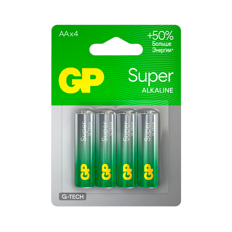 Батарейка GP Super G-Tech LR6 AA BL4 Alkaline 1.5V (4/40/320) R
