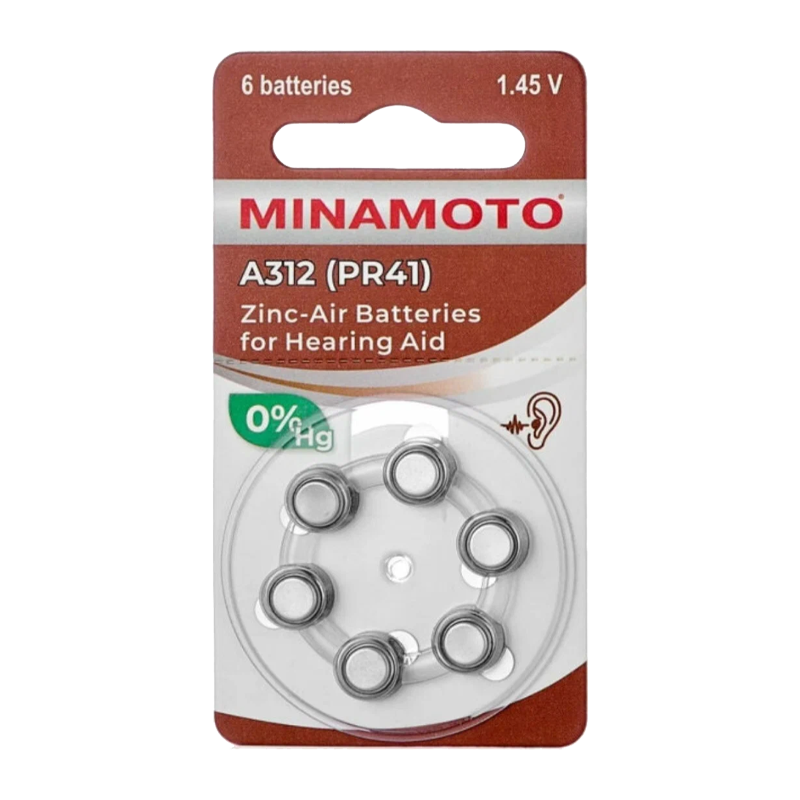 Батарейка Minamoto ZA312 BL6 Zinc Air 1.45V (6/60/600)