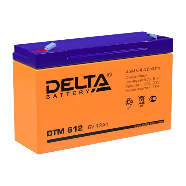 Аккумулятор свинцово-кислотный Delta DTM 612 6V 12Ah (1/10)