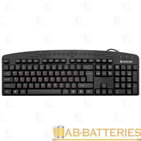 Клавиатура проводная Defender HB-450 Atlas классическая USB 1.5м мультимед. черный (1/20)