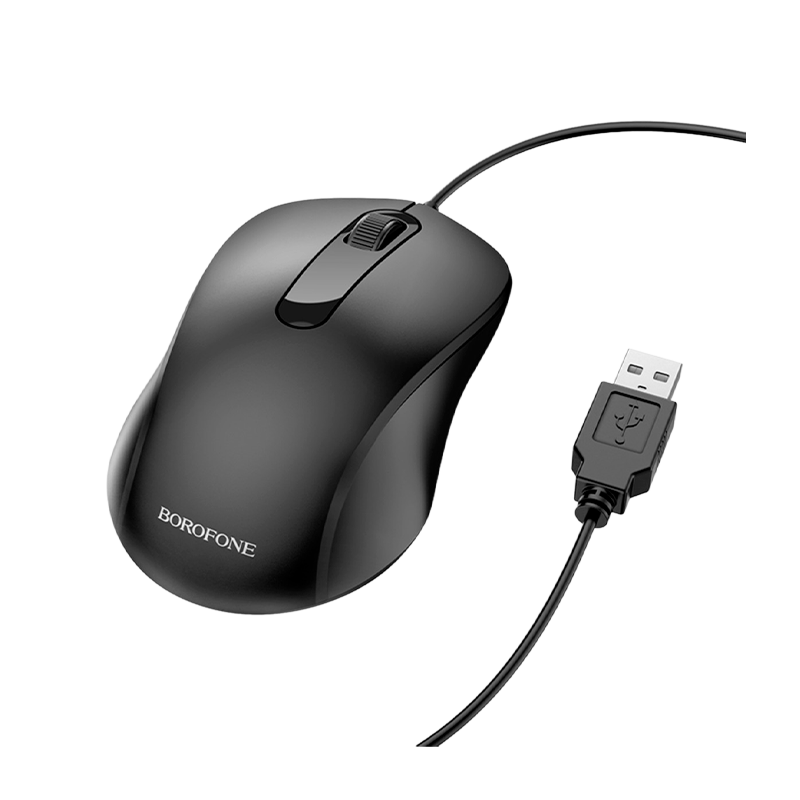 Мышь проводная Borofone BG4 классическая USB черный (1/22/88)