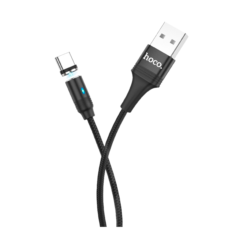 Кабель HOCO U76 USB (m)-Type-C (m) 1.2м 3.0A нейлон магнит черный (1/22/220)