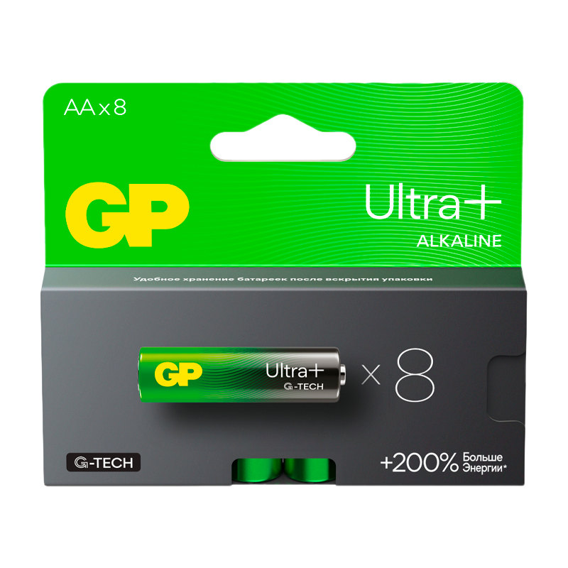 Батарейка GP ULTRA PLUS G-tech LR6 AA BL8 Alkaline 1.5V (8/96/768) R