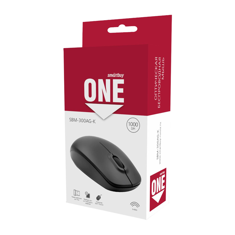 Мышь беспроводная Smartbuy 300AG ONE классическая USB черный (1/100)
