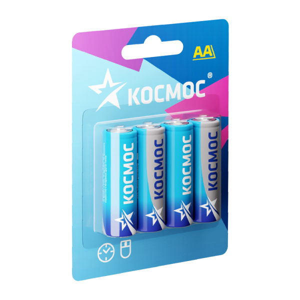 Батарейка Космос R6 AA BL4 Zinc Carbon 1.5V (4/64/768)