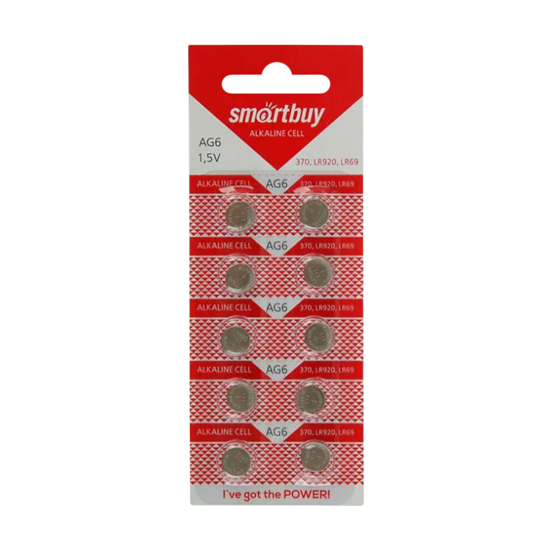 Батарейка Smartbuy G6/LR920/LR69/371A/171 BL10 Alkaline 1.5V (10/100/2000)