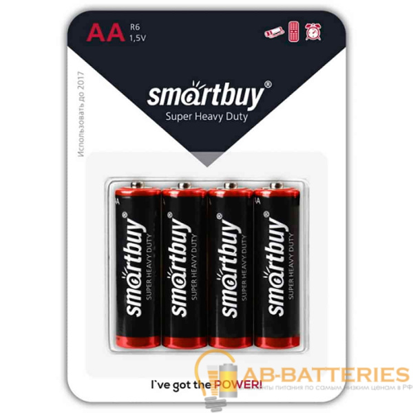 Батарейка Smartbuy Super R6 AA BL4 Heavy Duty 1.5V (4/48/960)