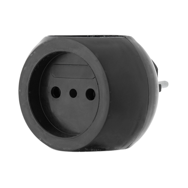 Разветвитель Без бренда "Круглый" 3р.Б/З 6A черный (1/50)