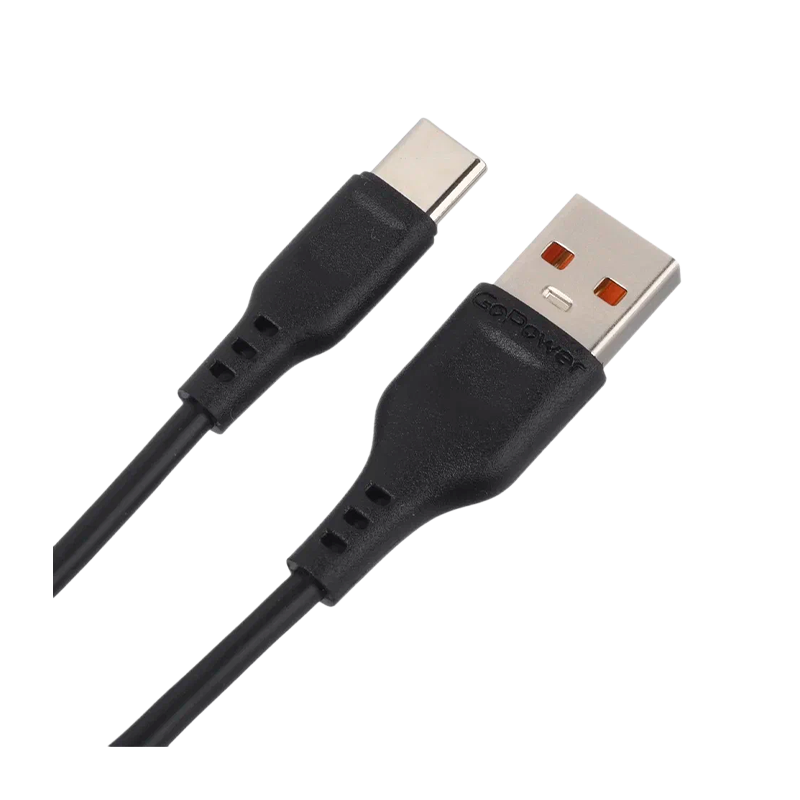 *Кабель GoPower GP01T USB (m)-Type-C (m) 1.0м 2.4A ПВХ черный (1/200/800) 
