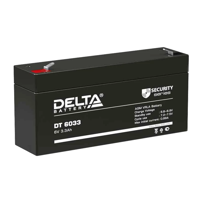 Аккумулятор свинцово-кислотный Delta DT 6033 (125) 6V 3.3Ah (1/20)