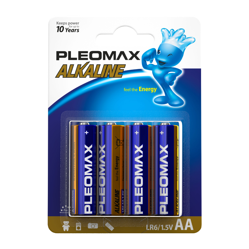 Батарейка Pleomax LR6 AA BL4 Alkaline 1.5V (4/40/400/19200)