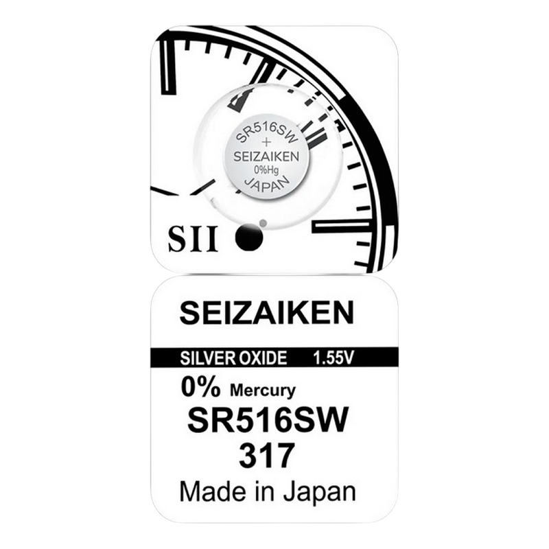 Батарейка SEIZAIKEN 317 (SR516SW) Silver Oxide 1.55V (1/10/100/1000)