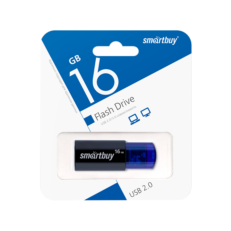 Флеш-накопитель Smartbuy Click 16GB USB2.0 пластик синий