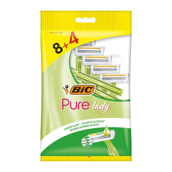 Бритва BIC "Pure 3 Lady" 3 лезвия пластиковая ручка 8+4шт. (1/20)