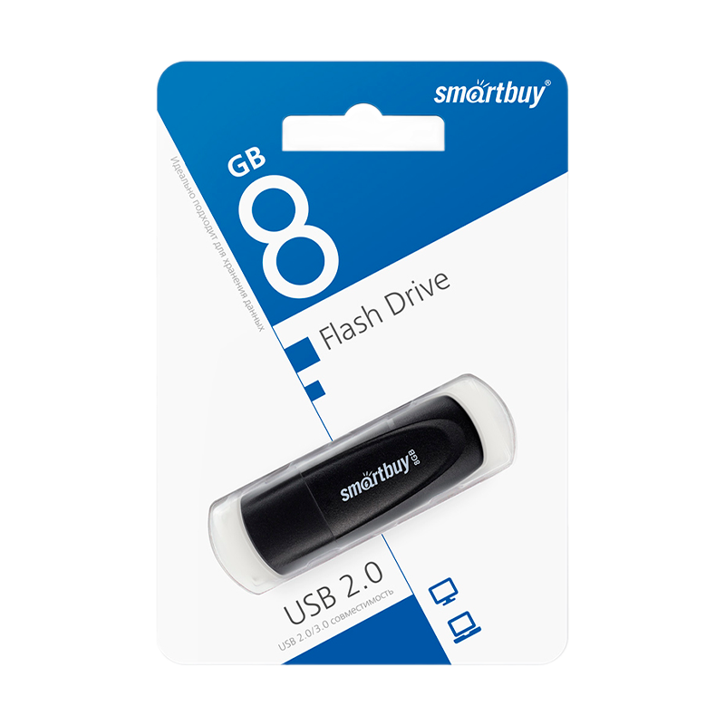 Флеш-накопитель Smartbuy Scout 8GB USB2.0 пластик черный