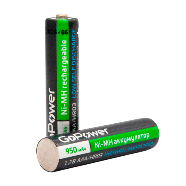 Аккумулятор предзаряженный RTU GoPower HR03 AAA BL2 NI-MH 950mAh (2/20/320)