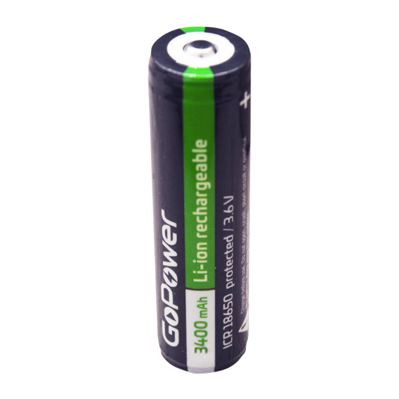 Аккумулятор Li-ion GoPower NCR18650 (Pan. NCR18650B) BL1 3.6V 3400mAh с защитой выс.конт. (1/155)