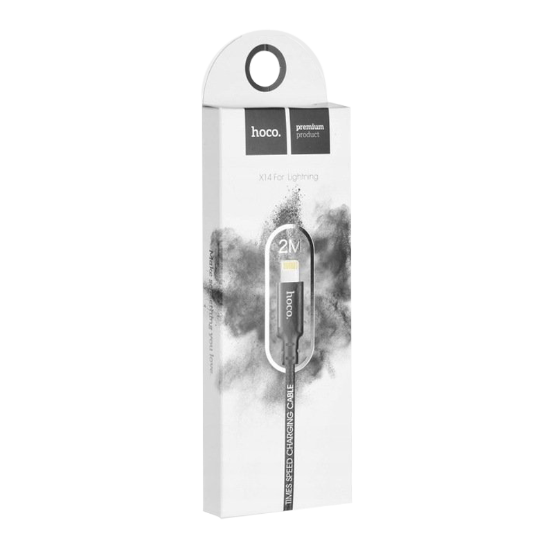 Кабель HOCO X14 USB (m)-Lightning (m) 2.0м 1.7A нейлон черный (1/33/330)