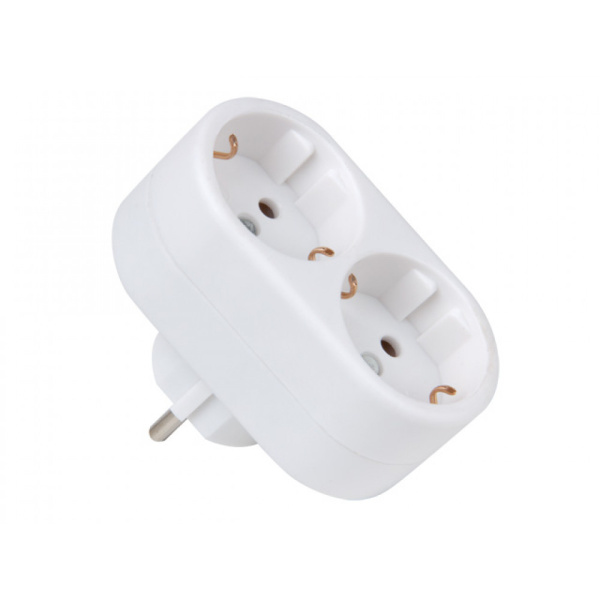 Разветвитель JAZZway AD-2G 2р.С/З 16A со шторкой белый