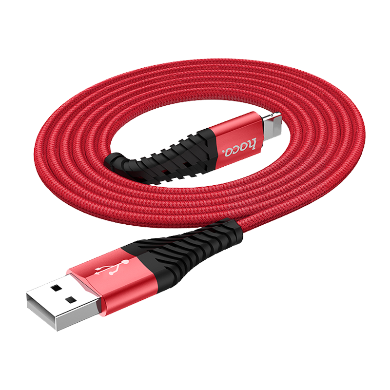 Кабель HOCO X38 USB (m)-Lightning (m) 1.0м 2.4A нейлон красный (1/30/300)