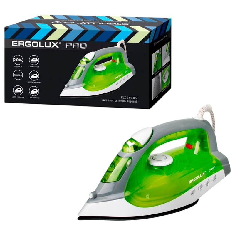 Утюг Ergolux ELX-SI02-C34 2000W зеленый