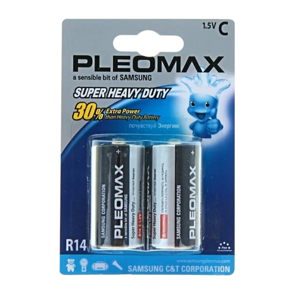Батарейка Pleomax Super R14 C BL2 Heavy Duty 1.5V (2/12)