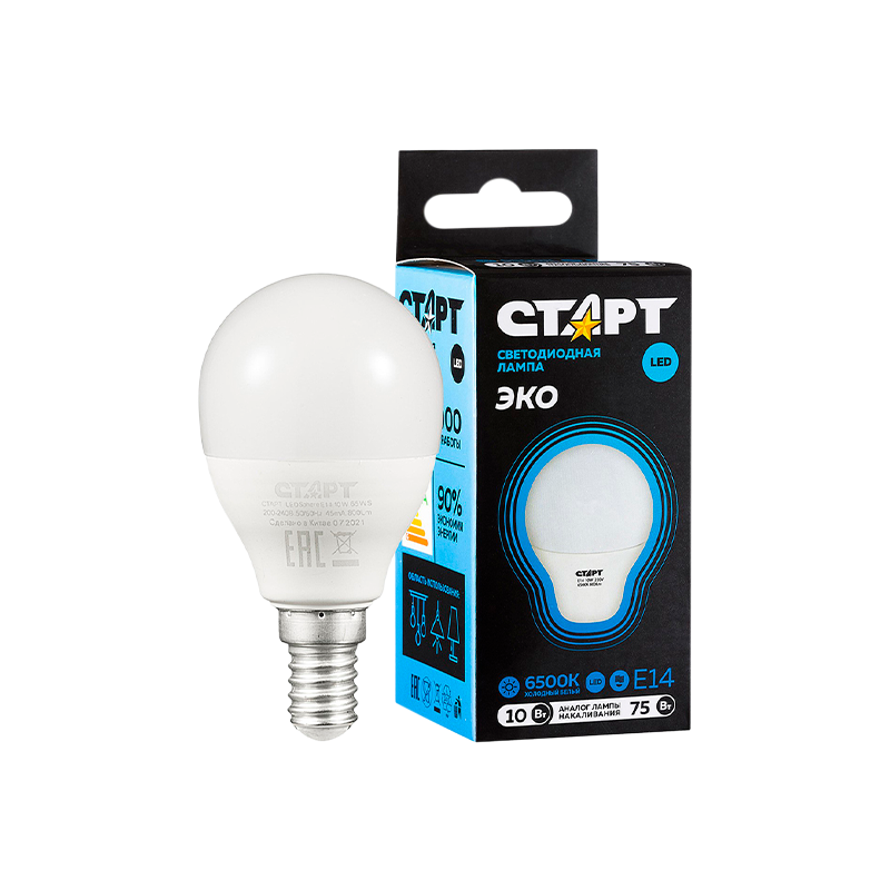 Лампа светодиодная Старт Sphere E14 10W 6500К 220V шар Black матовая (1/10/100)