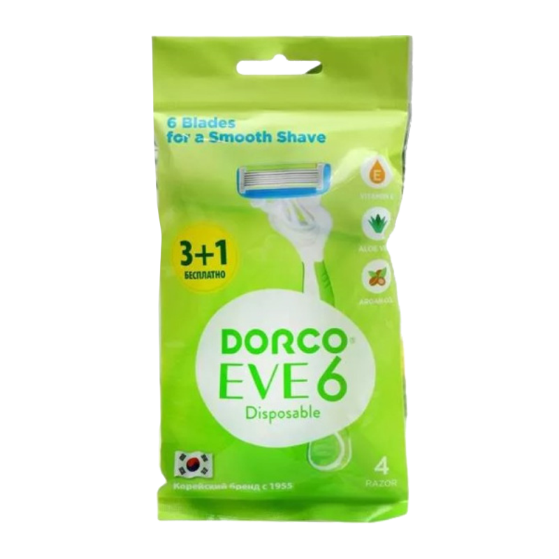 Бритва DORCO EVE 6 SHAI Vanilla 6 лезвий пластиковая ручка увл. полоска 3+1шт. (1/12)