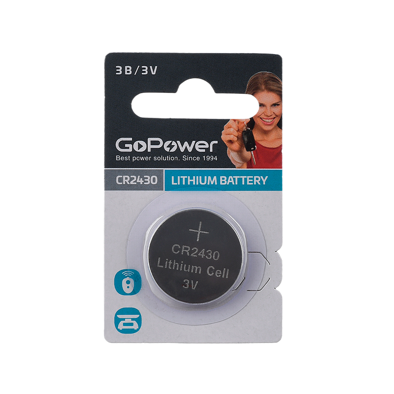 Батарейка GoPower CR2430 BL1 Lithium 3V (1/40/2000)