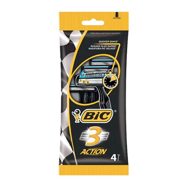 Бритва BIC "БИК 3 Экшен" 3 лезвия пластиковая ручка 4шт. (1/20)