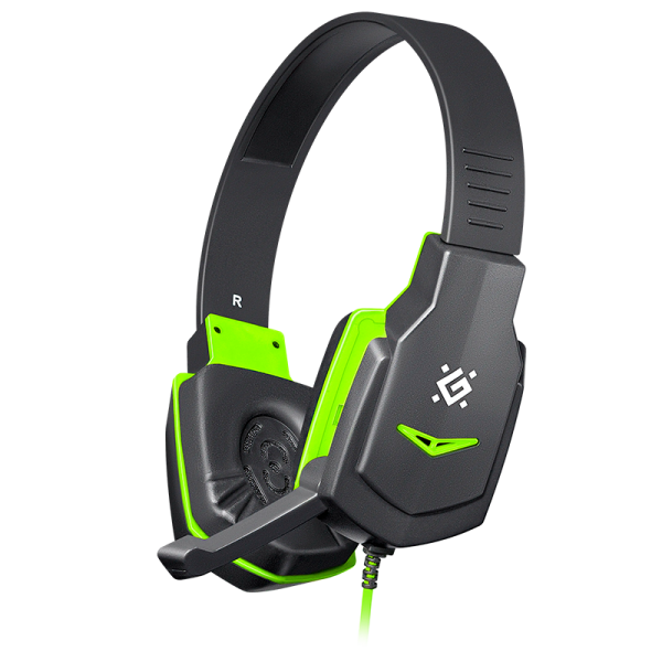 Наушники полноразмерные Defender G-320 Warhead с микр. игровые черный зеленый (1/20)