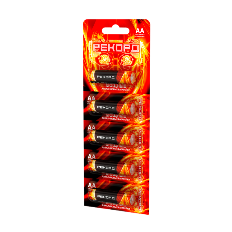 Батарейка Рекорд LR6 AA BL5 Alkaline 1.5V отрывные (5/60/600)