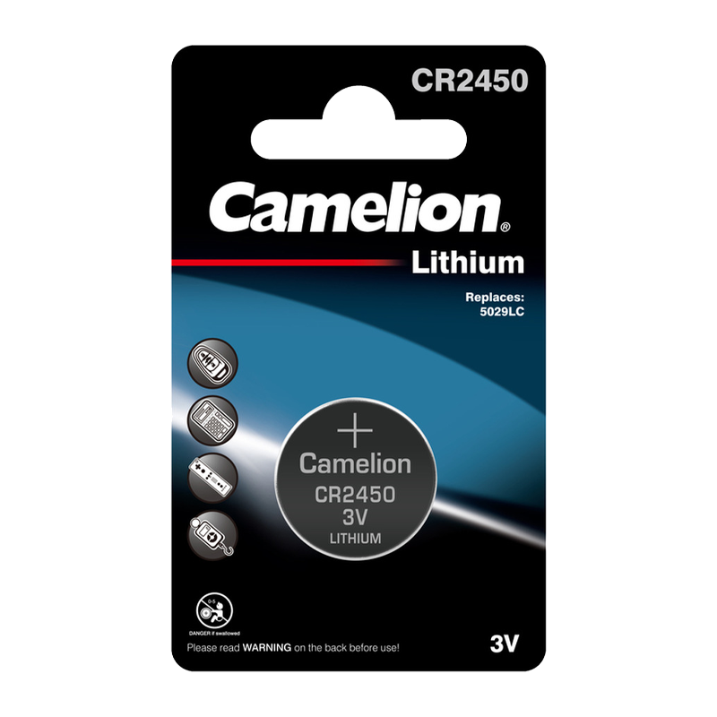 Батарейка Camelion CR2450 BL1 Lithium 3V (1/10/1800)