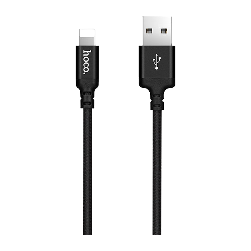 Кабель HOCO X14 USB (m)-Lightning (m) 2.0м 1.7A нейлон черный (1/33/330)