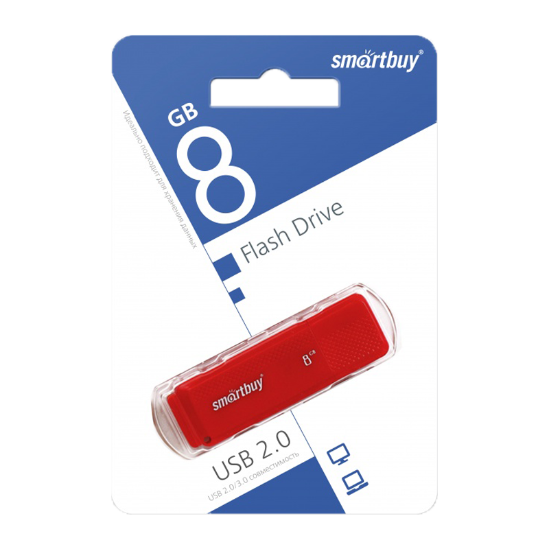 Флеш-накопитель Smartbuy Dock 8GB USB2.0 пластик красный