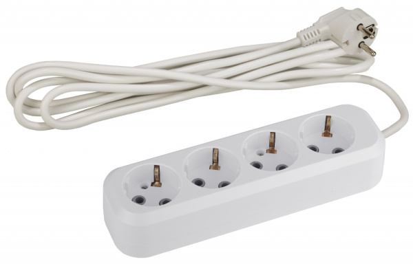 Удлинитель ЭРА UX 4р.С/З 10A 5.0м белый
