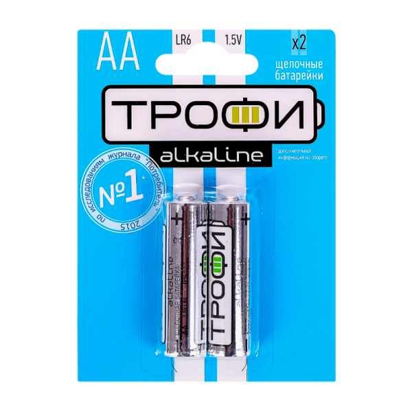 Батарейка Трофи LR6 AA BL2 Alkaline 1.5V (2/40/320/15360)
