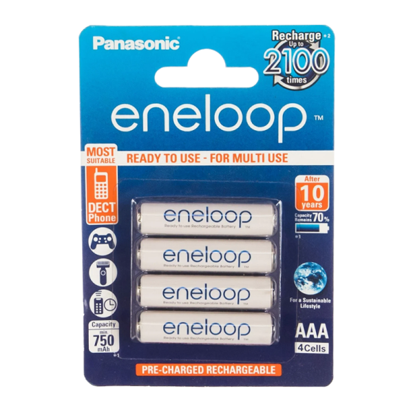 Аккумулятор предзаряженный RTU Panasonic HR03 AAA BL4 NI-MH eneloop 750mAh (4/48/576)
