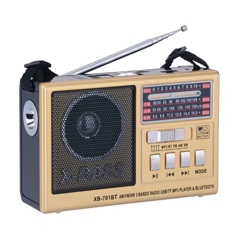 Радиоприемник Waxiba XB-701ВТ пластик microSD USB/Jack3.5 золотой (1/40)