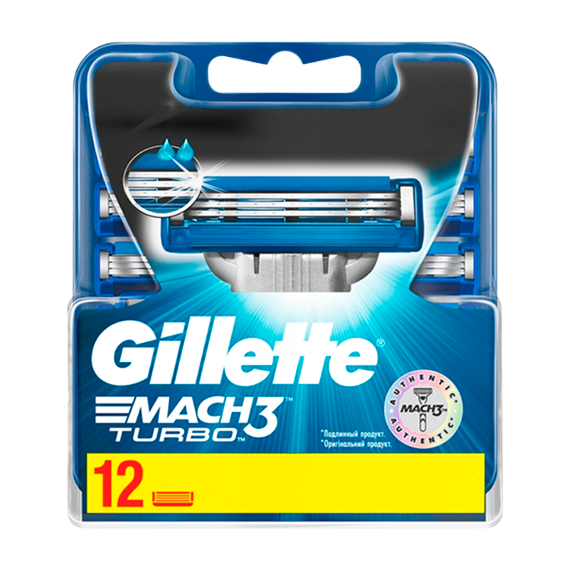 Сменные кассеты Gillette MACH3 TURBO 3 лезвия 12шт. (цена за 1 шт) (12/120)