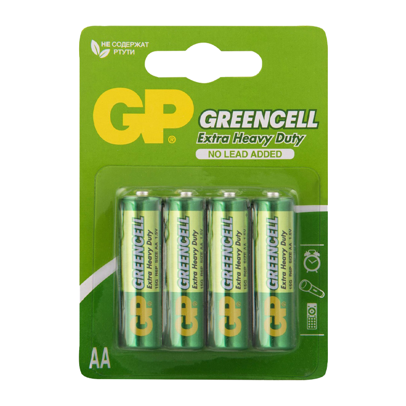 Батарейка GP GreenCell R6 AA BL4 Heavy Duty 1.5V (4/72/288) R