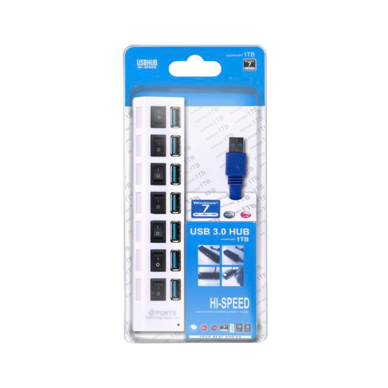USB-Хаб Smartbuy 7307 7USB USB3.0 с выключателем белый