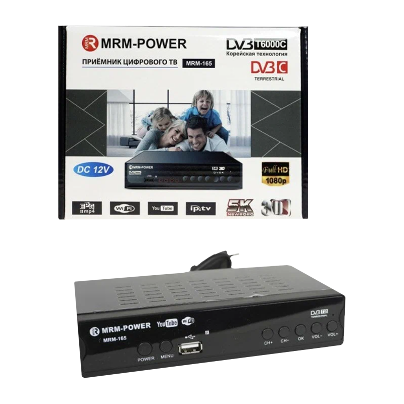 Приставка для цифрового ТВ MRM-Power MR165 DVB-T/T2 металл черный (1/60)