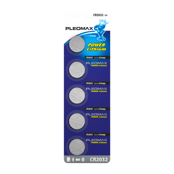 Батарейка Pleomax CR2032 BL5 Lithium 3V (5/100/2000/60000)