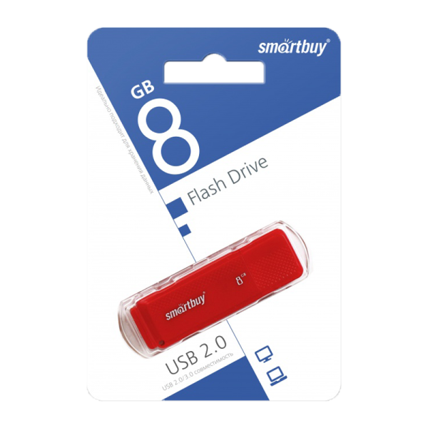 Флеш-накопитель Smartbuy Dock 8GB USB2.0 пластик красный